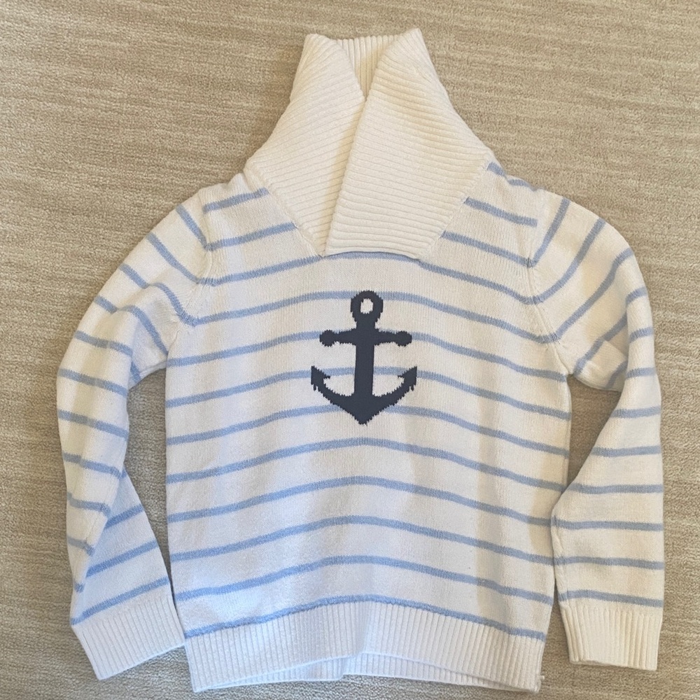 Janie and Jack Nautical Anchor Sweater in White and Blue